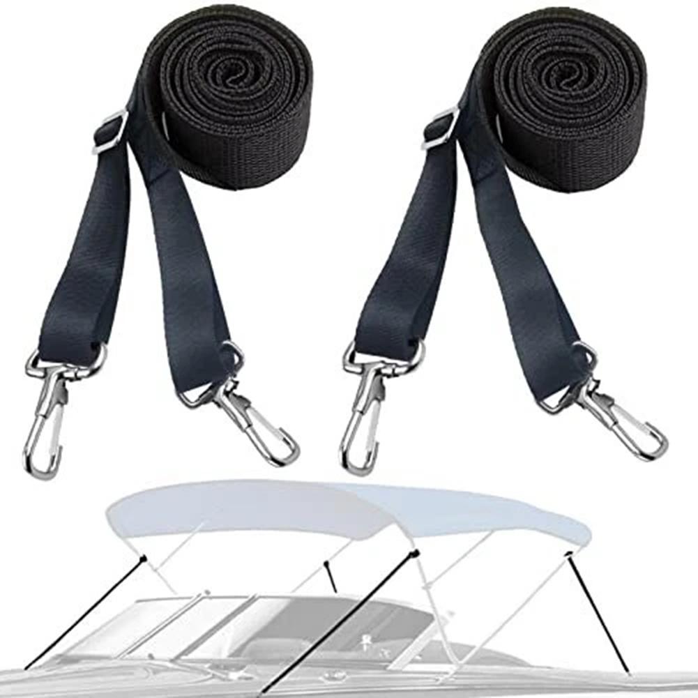 2X Weatherproof Boat Top Awning Straps Marine Webbing Strap Adjustable With Loop Stainless Steel Snap Hooks For Canopy Canoe