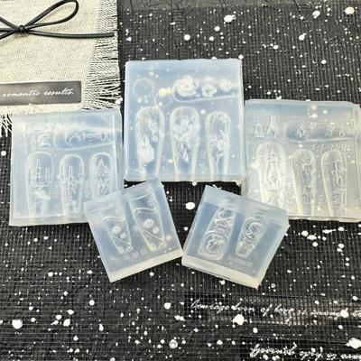 DIY Nail Art Decoration Manicure Design Tools 3D Flower Relief Silicone Nail Mold Candle Holder Rose Transparent Nails Templates