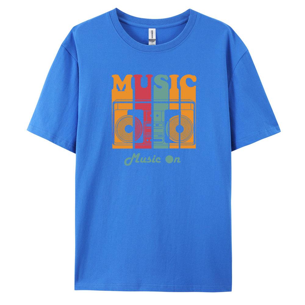 Music Mens Casual Shortsleeved Tshirt with 100 Cotton Fashion print Tees oversize