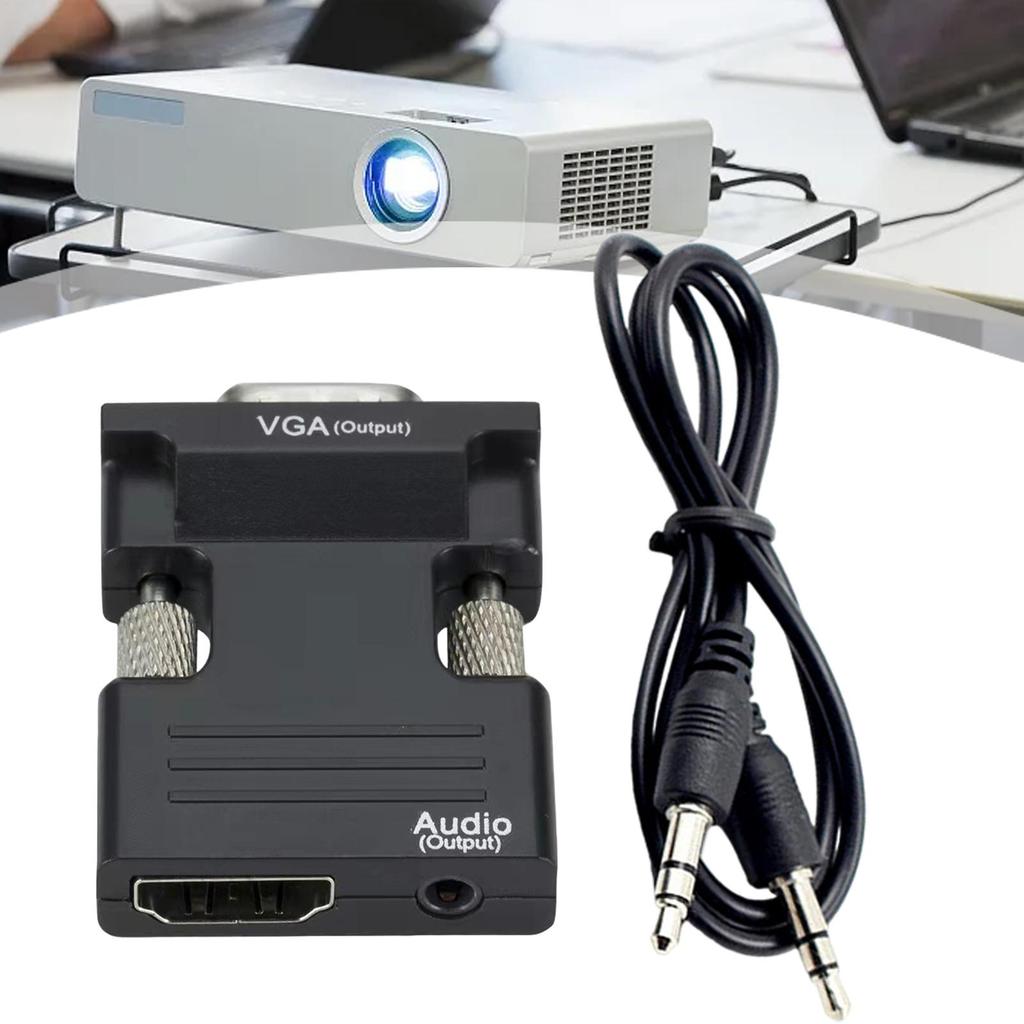 HDMI-kompatibler auf VGA-Adapter 1080P HDMI-Konverter HDMI-Buchse auf VGA-Stecker mit 3,5-mm-Audiokabel für Laptops, TV-Boxen, Projektoren