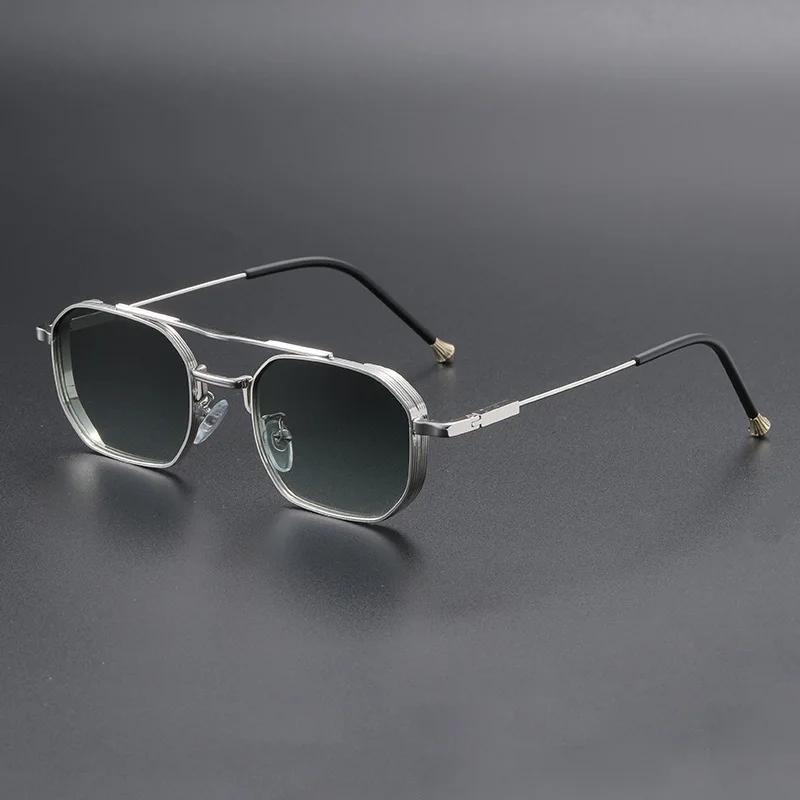 New Trendy Fashion Metal Double-Bridge Sunglasses Premium Business Square-Frame UV-Protective Eyewear Classic Driving Shades