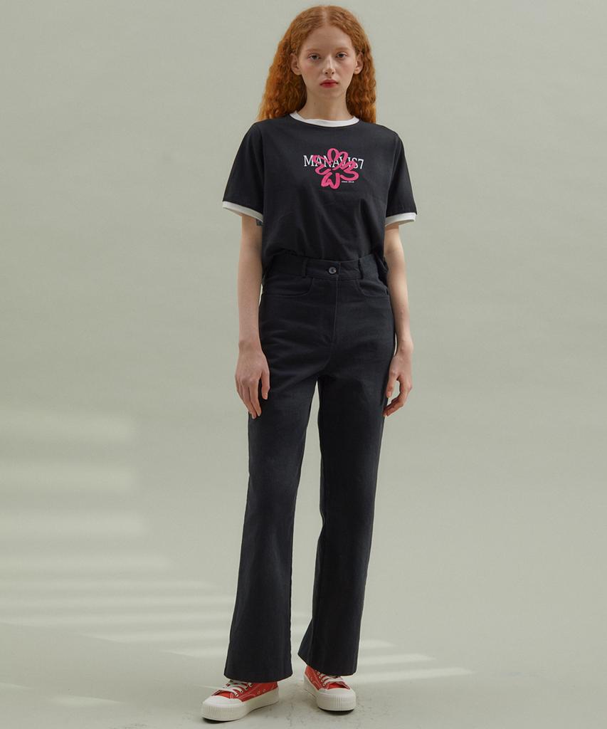 MANAVIS7 Washed Cotton Pants Black
