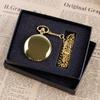 Gold Quartz Pocket Watch Gift Box Set For Family Casual Necklace Pendant Unisex Pocket&Fob Chain Watches with Box
