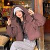Women Casual Winter Cotton Coat Korean Style Loose Thickened Simple Fashion Jacket