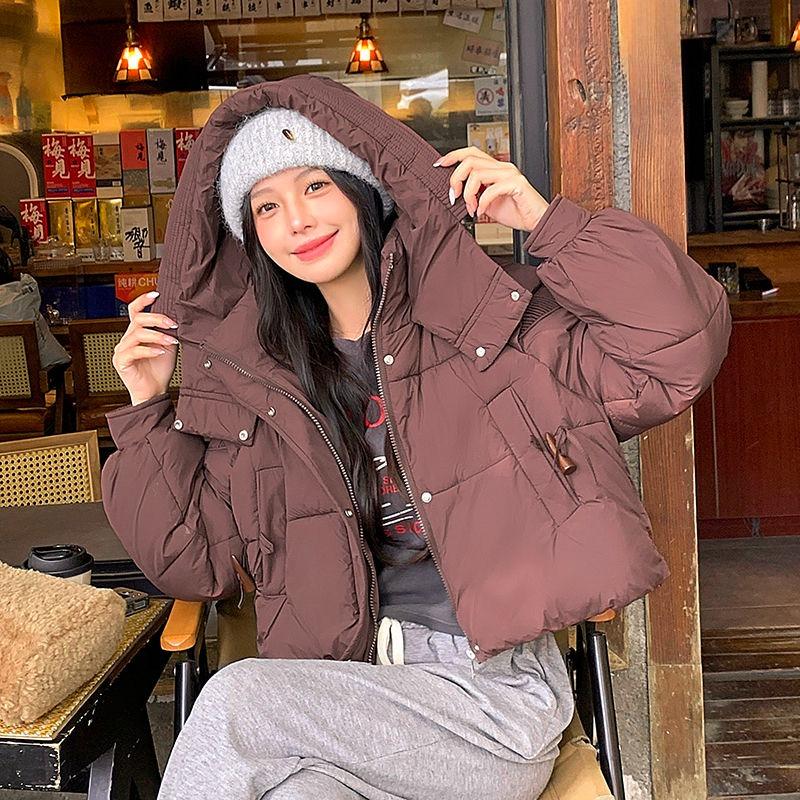 Women Casual Winter Cotton Coat Korean Style Loose Thickened Simple Fashion Jacket