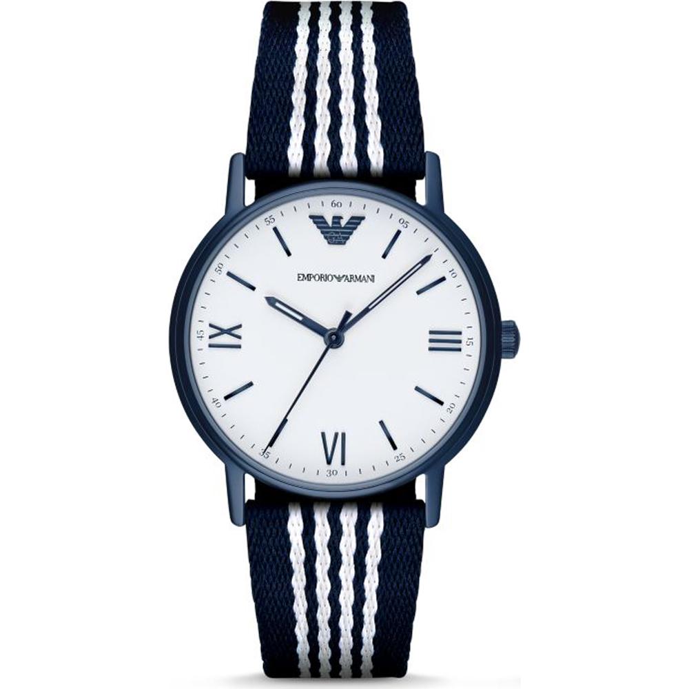 Emporio Armani White Textile over leather Blue Men s Quartz Watch AR80005 белый