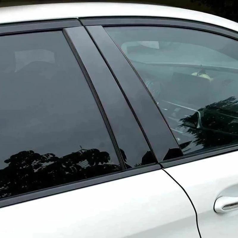 6PCS Carbon Fitbre Car Window Trim Cover BC Column Sticker Fit for Land Rover Range Rover L405 2013- Polished Pillar