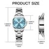 OLEVS Women's Luxury Elegant Watch Stainless Steel Waterproof Luminous Diamond Small Wrist Silver Blue Fashion Watch