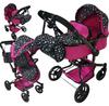 MarioToys Doll Stroller with Deep Bassinet and Stroller Seat
