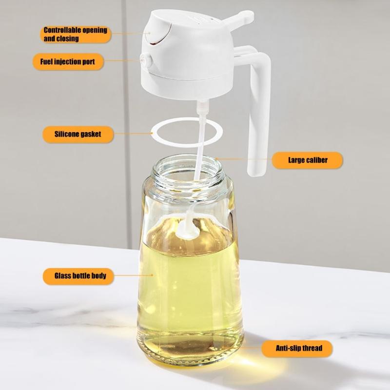 2-in-1 Glas Ölzerstäuber und Spender Auslaufsicheres Design Mit Zerstäuberdüse Für Präzise Fettkontrolle