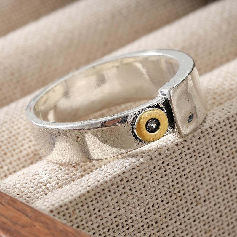 Vintage Hand Carved Women's Ring Minimalist Two Color Metal Geometry Daily Wear Party Jewelry Anniversary Gift