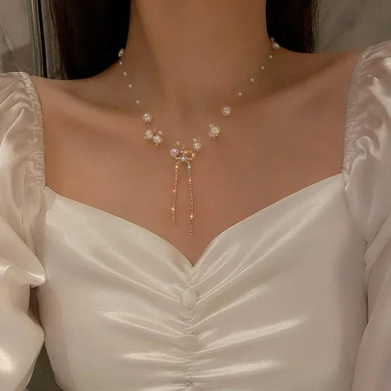 Exquisite Clavicle Chain Elegant Scrub Bow Pendant Necklace for Women Minimalism Personalization Charm Jewerly Birthday Gift