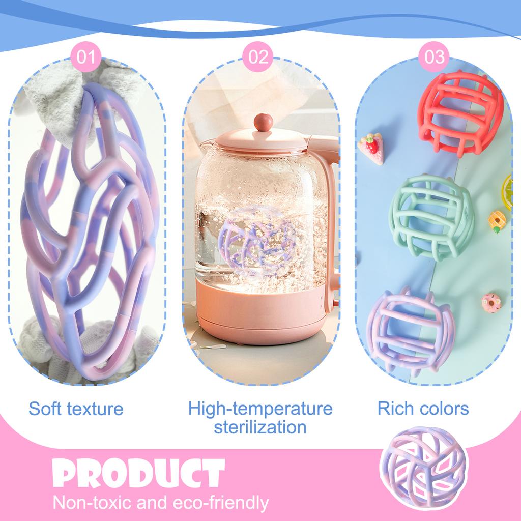 Color Kids Baby Silicone Teether Toy BPA Free Baby Ball Toys Teething Chewing Toy Silicone Teething Toys Baby Accessories