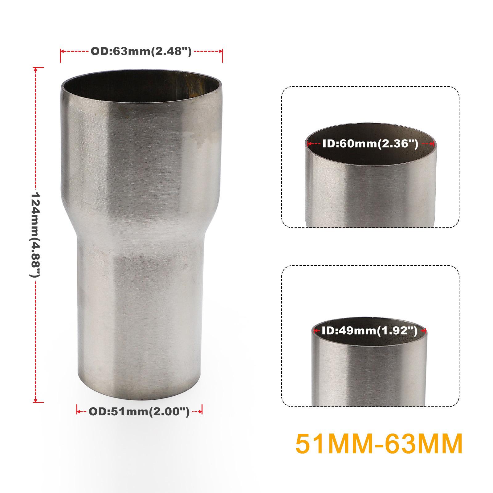 Stainless Steel Exhaust Reducer sleeve Pipe Tube OD 51mm-76mm 57mm-76mm 5 Step Reducer Adapter Intake Pipe Connection
