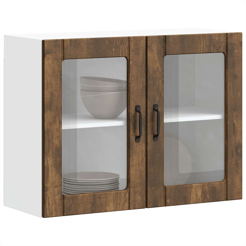Kitchen Wall Cabinet with Doors, Lucca, Smoked Oak