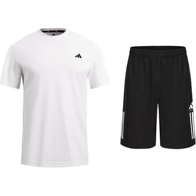 Quick-Drying Breathable Solid Color Loose Short Sleeve Shorts Set Casual Sports Suit Men Sets KC3740+S21ATMSH1T-BW