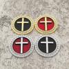 Metall Christliches Kreuz Aufkleber 3D Rundes Abzeichen mit Strasssteinen, Auto Fahrzeug Jesus Emblem Aufkleber für Karosserie, LKW, Fenster, Tür