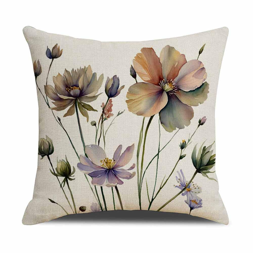 

Наволочка с цветочным принтом в китайском стиле, акварельная, льняная, для домашнего декора, наволочка для диванной подушки 45 * 45Cm (excluding pillow core)