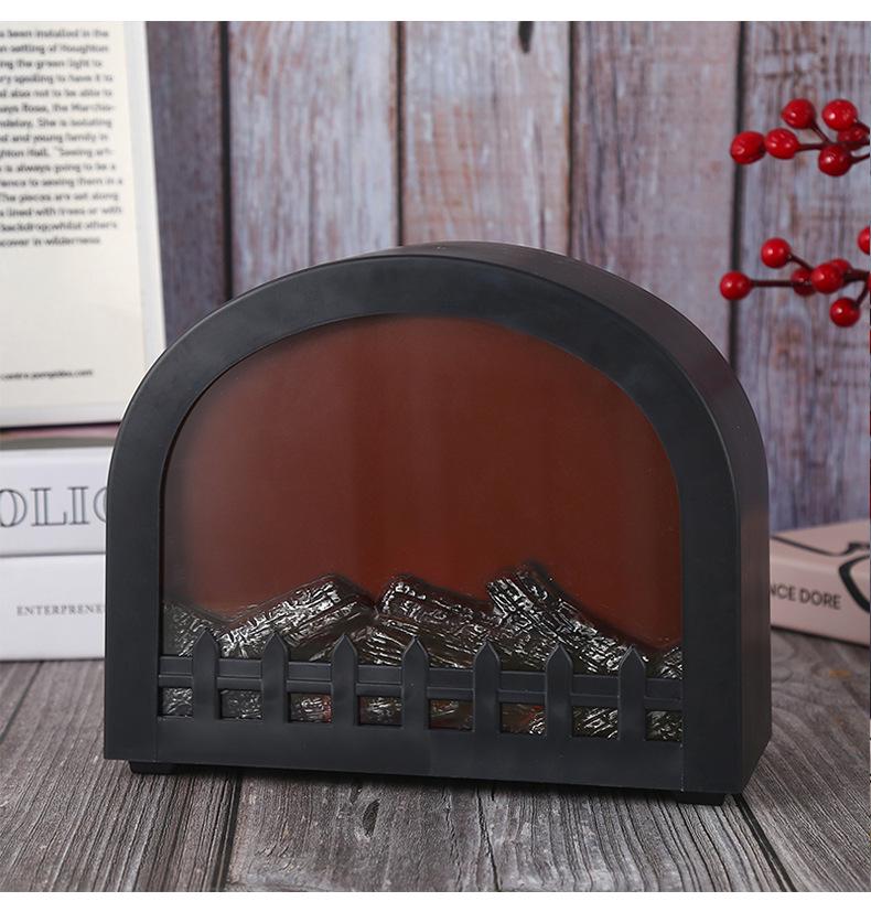 USB Plug-in Arched LED Fireplace Lamp with Simulated Charcoal Flame - Decorative Ornament for TV Cabinet and Home Use