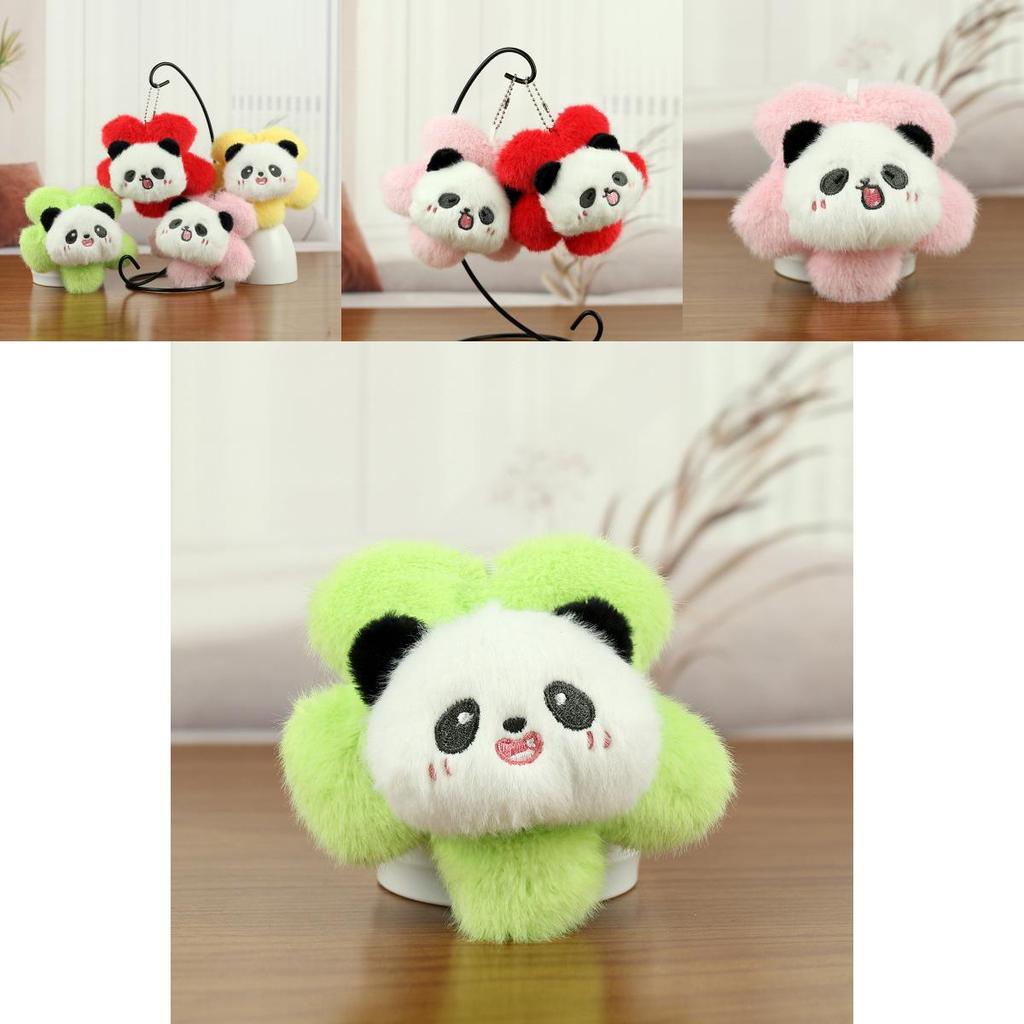 Cute Floral Panda Plush Pendant Ideal For Stylish Bag Charm Or Keyring Accessory