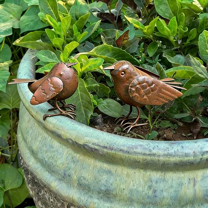 Vintage železná ptačí socha Ručně vyráběné zahradní dekorace s výraznýma očima Pro venkovní použití, terasu, trávník, vnitřní použití, Perfektní dárek
