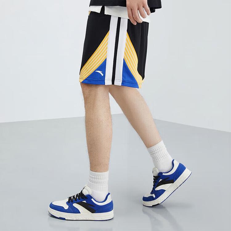 Anta Basketball Series Logo Striped Letter Mid-Waist Straight Loose Shorts Men Shorts Basic-Black 152321229-3