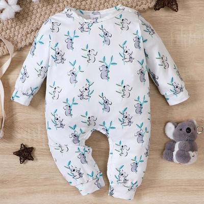 3-24 Months Baby Girl Boy Cute Koala All-over Print Jumpsuit Long Sleeve Bodysuit Romper