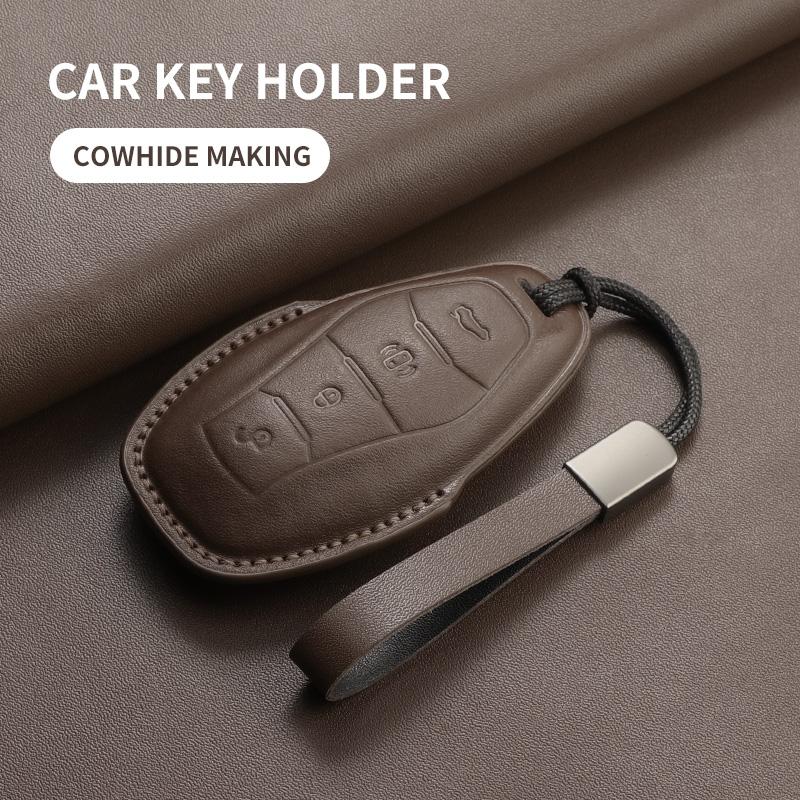Leather Car Key Cover Case Shell For Hongqi H5 H7 H9 Hs3 Hs5 Hs7 Ehs9 L5 L9 Car Remote Key Case Protector Cover Keychain
