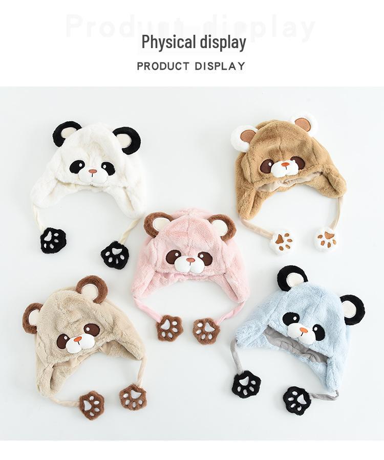 Kids' Warm Plush Hat with 3D Ears - Thick, Windproof, Ear-Protective Pullover for Autumn and Winter