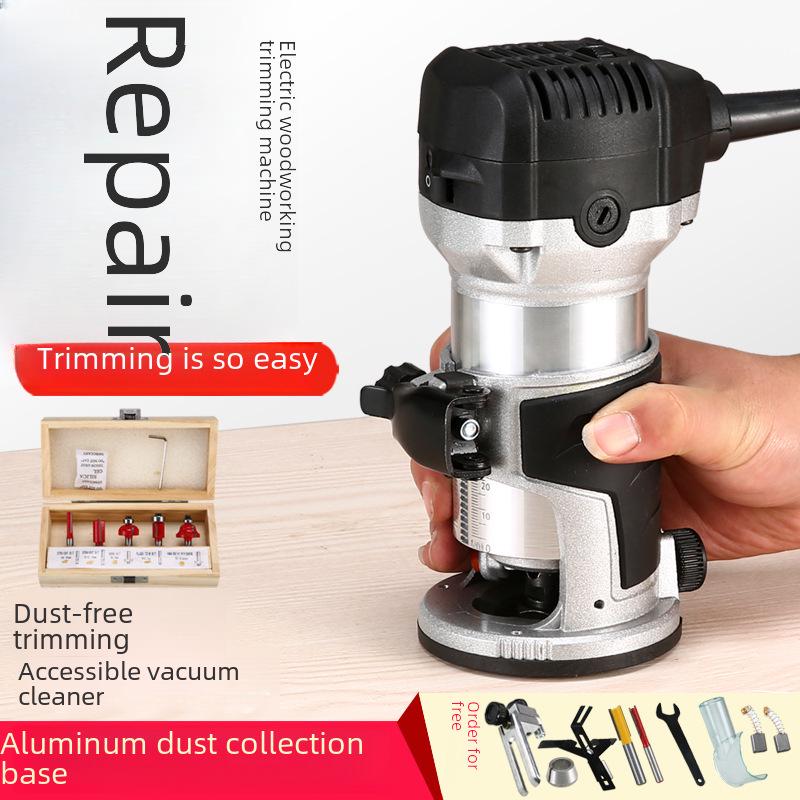 Electric Woodworking Router: Speed Trimming, Soft Start, Slotting, Engraving, Hole Opening, Full Copper Motor.