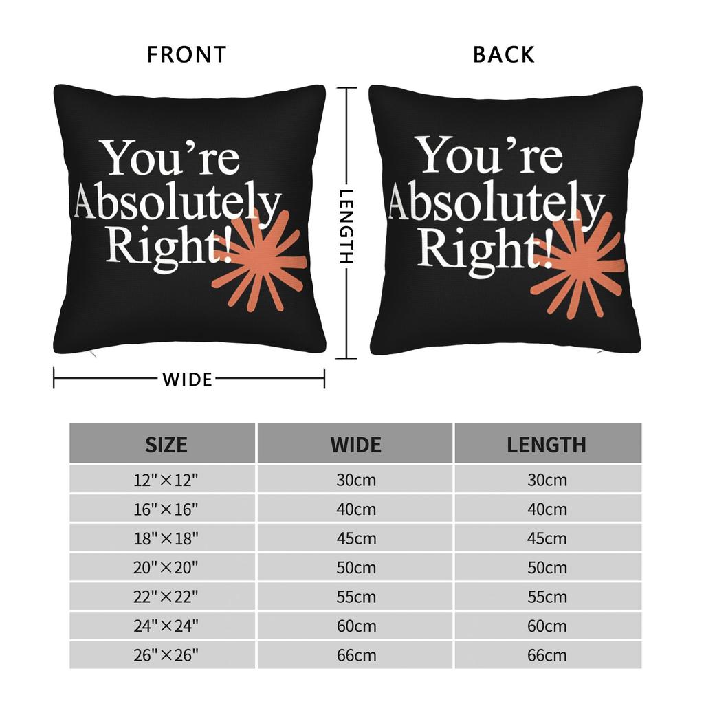 Claude You're Absolutely Right Pillow Cover Funny Pillow Case For Couch Sofa Bedroom Soft Pillowcases Gift