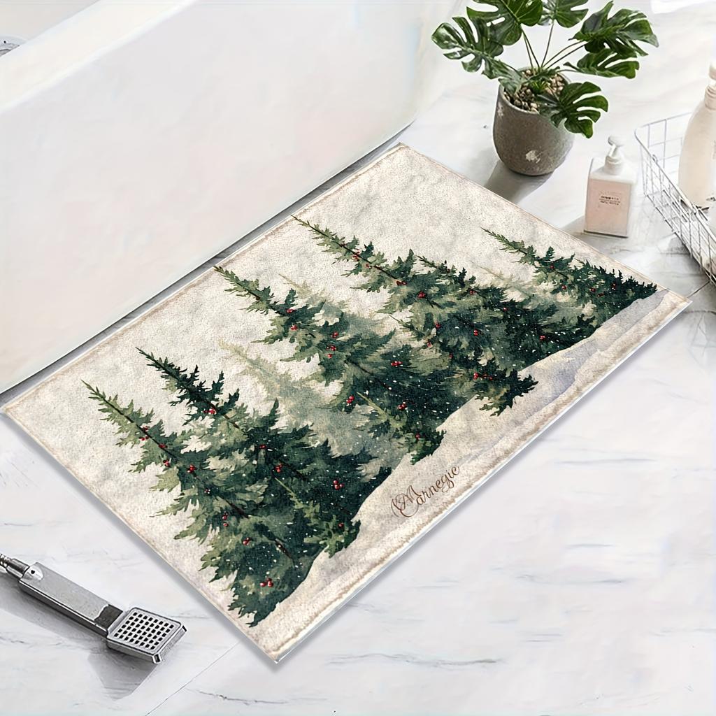 Christmas Tree Decorative Carpet Bathroom Non-Slip Absorbency Foot Mat Bedroom Soft And Comfortable Mat Home Decoration