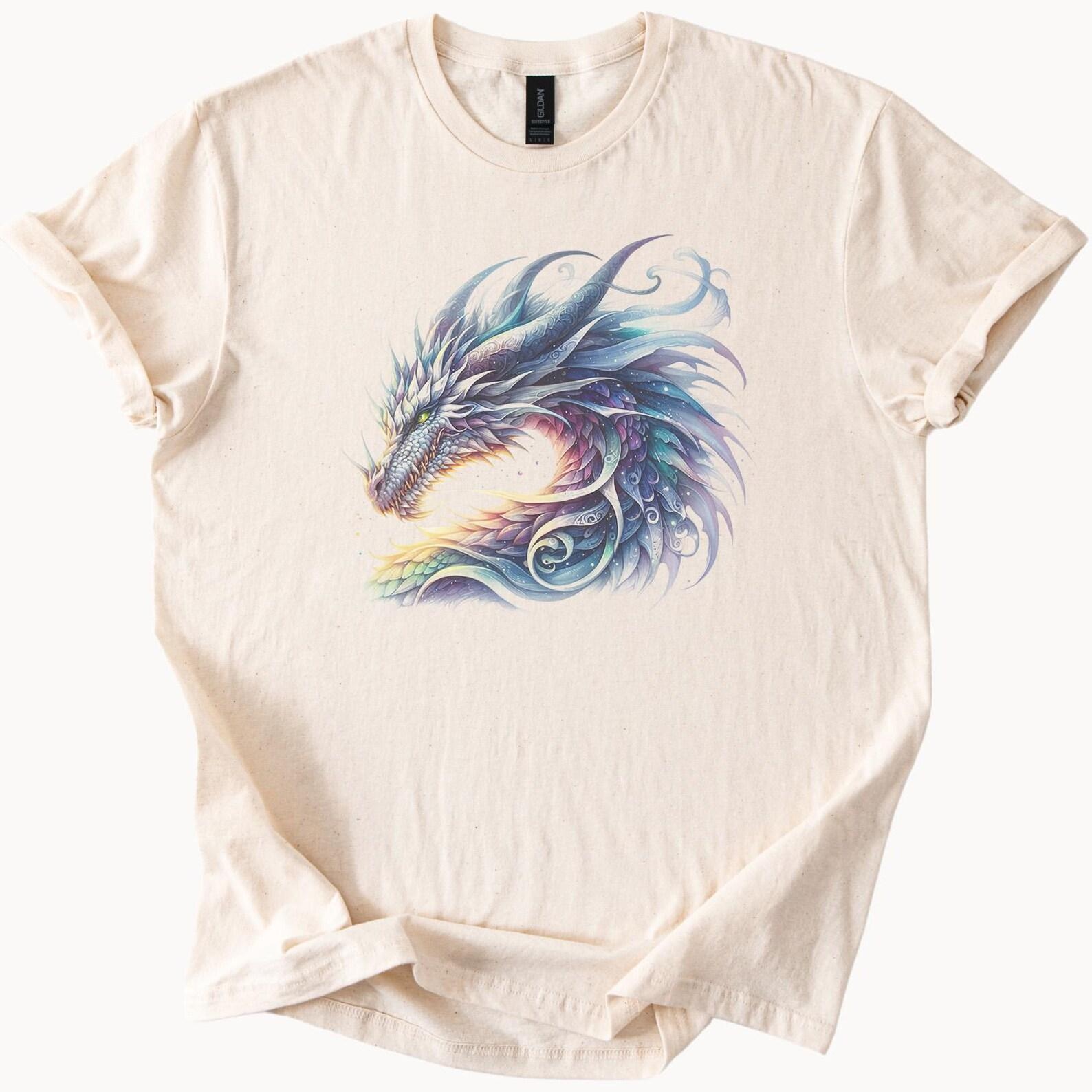 Mystical Pastel Dragon Graphic T Shirt Fantasy Art Dragon Tee Unique Watercolor Dragon Shirt Cool Mythical Creature Shirt Gift 110