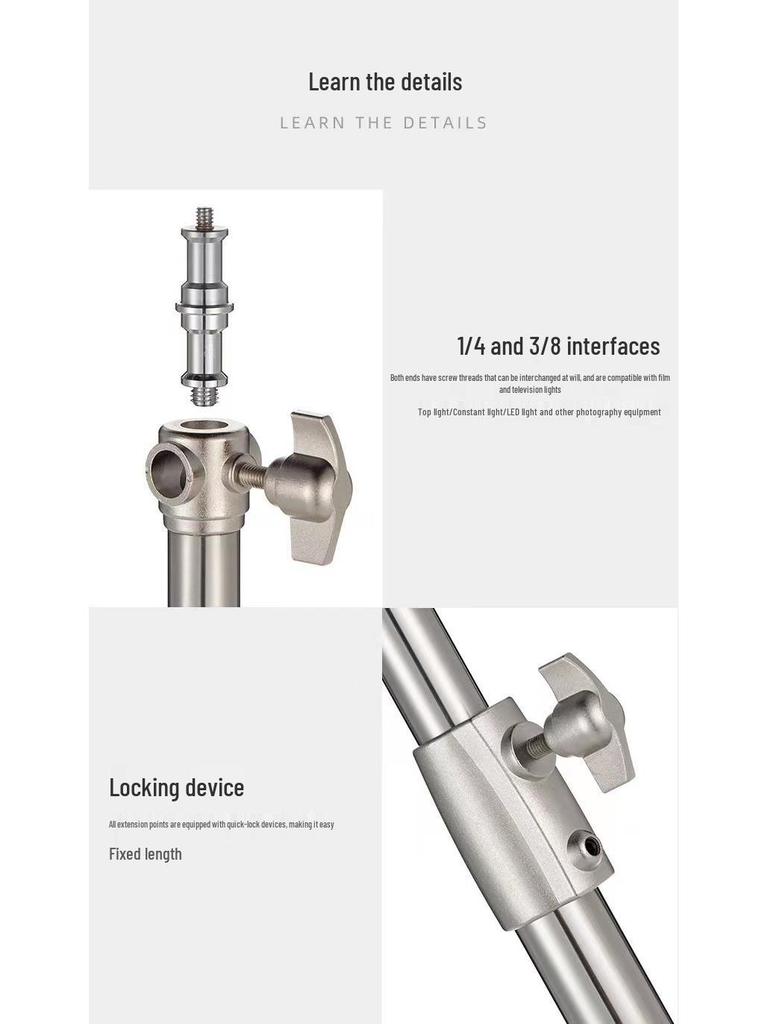 Stainless Steel 2.8m Photography Tripod with Magic Leg and Spring Stand