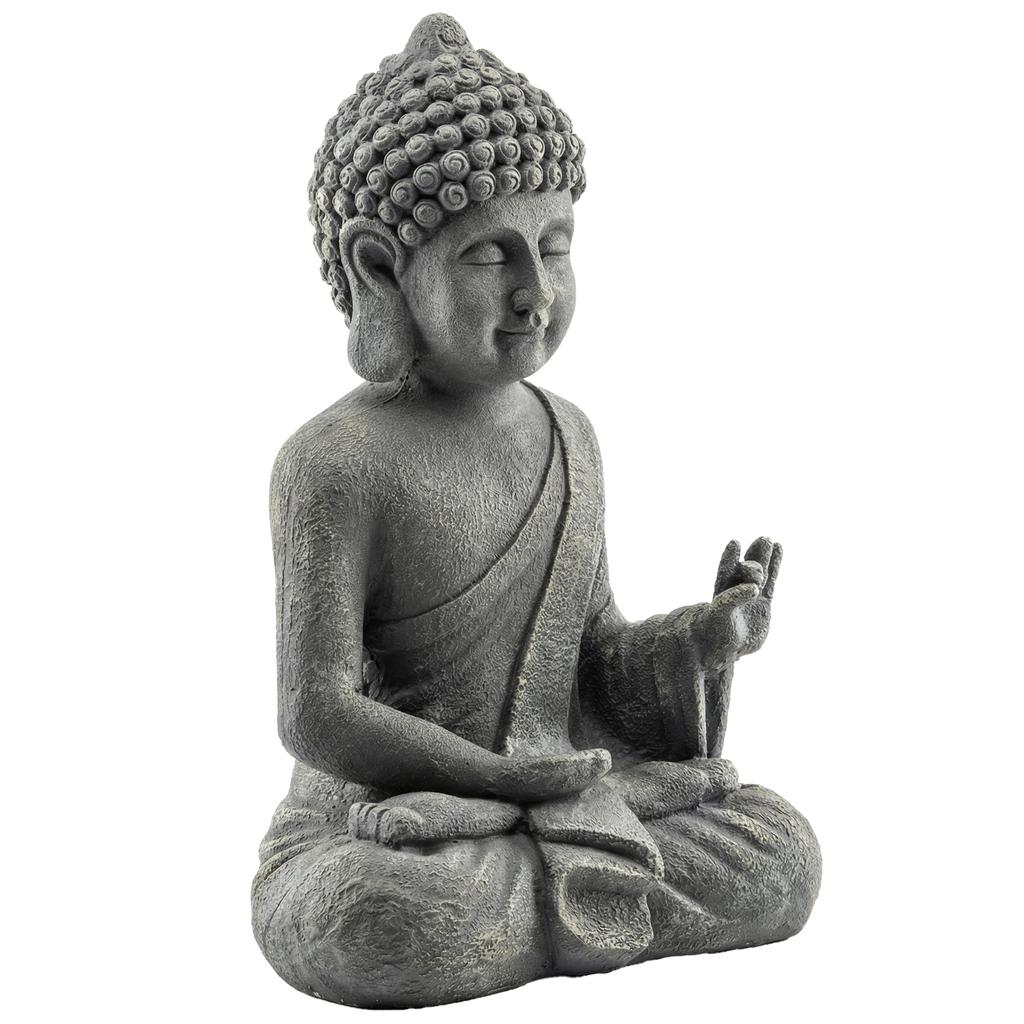 Garden Statue, Seated Buddha, Magnesium Oxide, 32 x 23 x 51 cm, Dark Grey