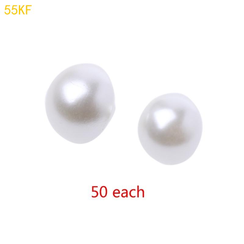 55KF 50Pcs Faux Pearl Buttons Fit Sewing Scrapbook Backhole Sewing Crafts 10/11.5mm
