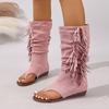 Summer Boots Embroidered Clip-Toe Wedge Heel Shoes Stylish Breathable Western Boots Casual and Versatile Commuter Holiday Boots