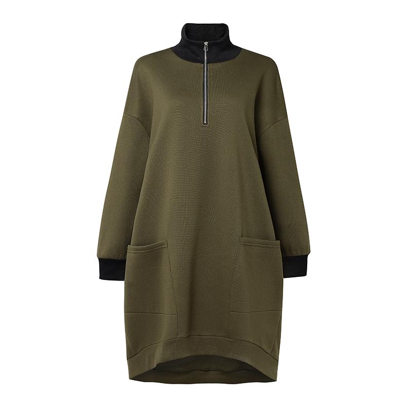 

ZANZEA Women High Collar Casual Long Sleeve Sweatshirt Dress 5XL армія зелений колір