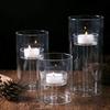 Transparent Tea Light Candle Holders European Style Glass Candlestick  Table Centerpieces