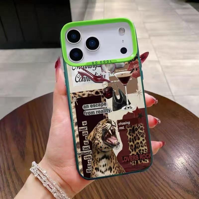 Leopard print red wine is suitable for Apple 17Pro mobile phone case iPhone16Pro new 15 advanced 14 European and American 13
