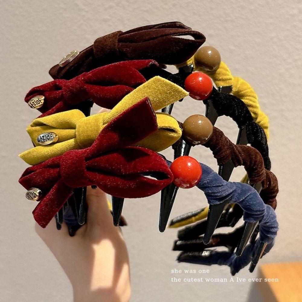 Non-slip Bow Headband U-shaped Tooth Comb Hair Hoop  New Year Hair Styling Accessories