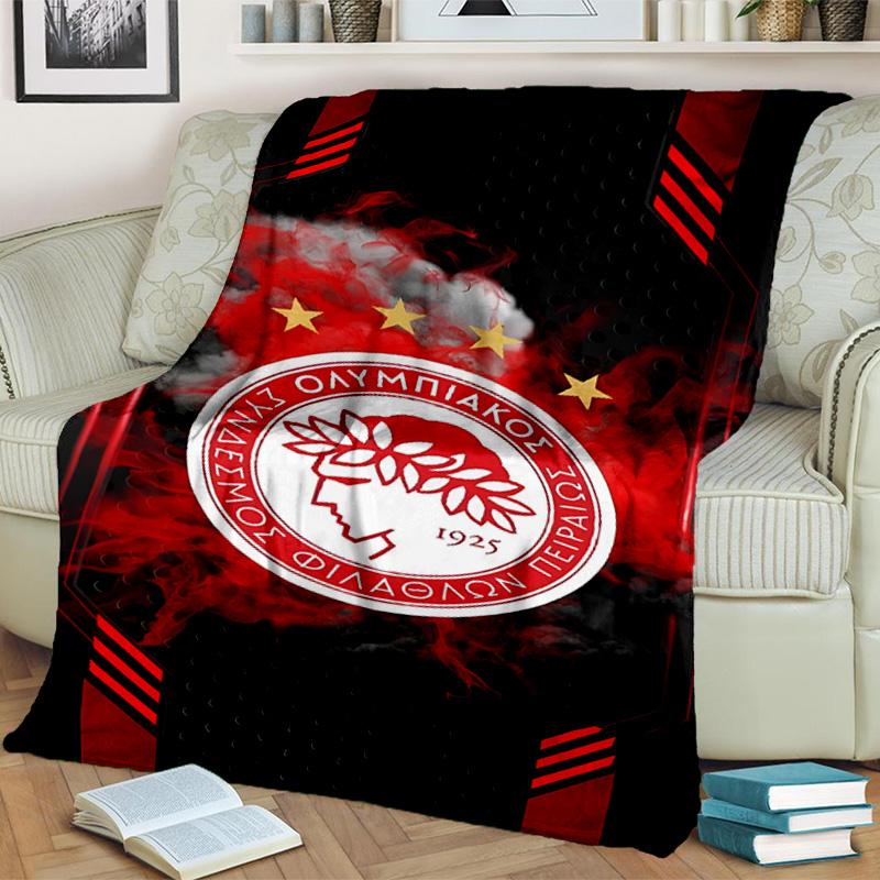 Olympiacos Fc: Coperta Orgoglio Rosso e Nero Adatta per Divani, Letti, Uffici e Campeggio - Regalo Perfetto per Halloween Natale