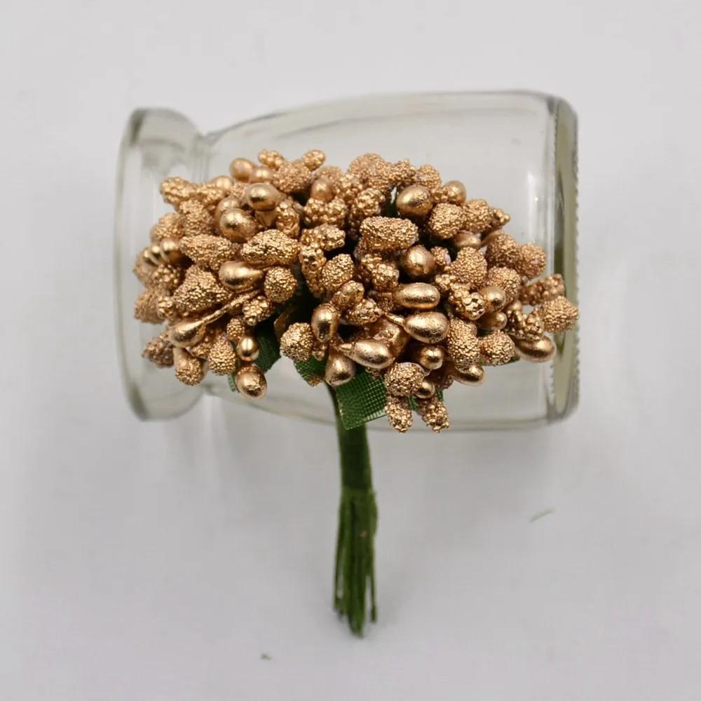 12/36/72/144Pcs Mini Stamen Flower Artificial Flowers Craft Fake Flowers For Wedding Bouquet Party Box Scrapbooking Decor