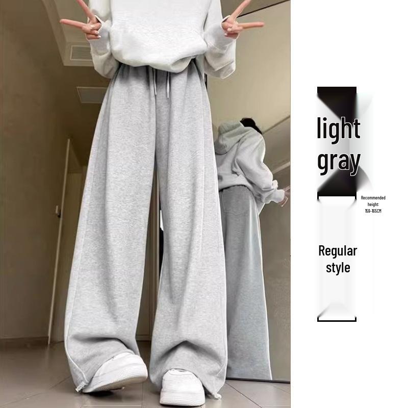 Women's 2024 Winter Fleece-Lined American Style Sweatpants - Slimming Loose Fit, Straight & Wide Leg Joggers
