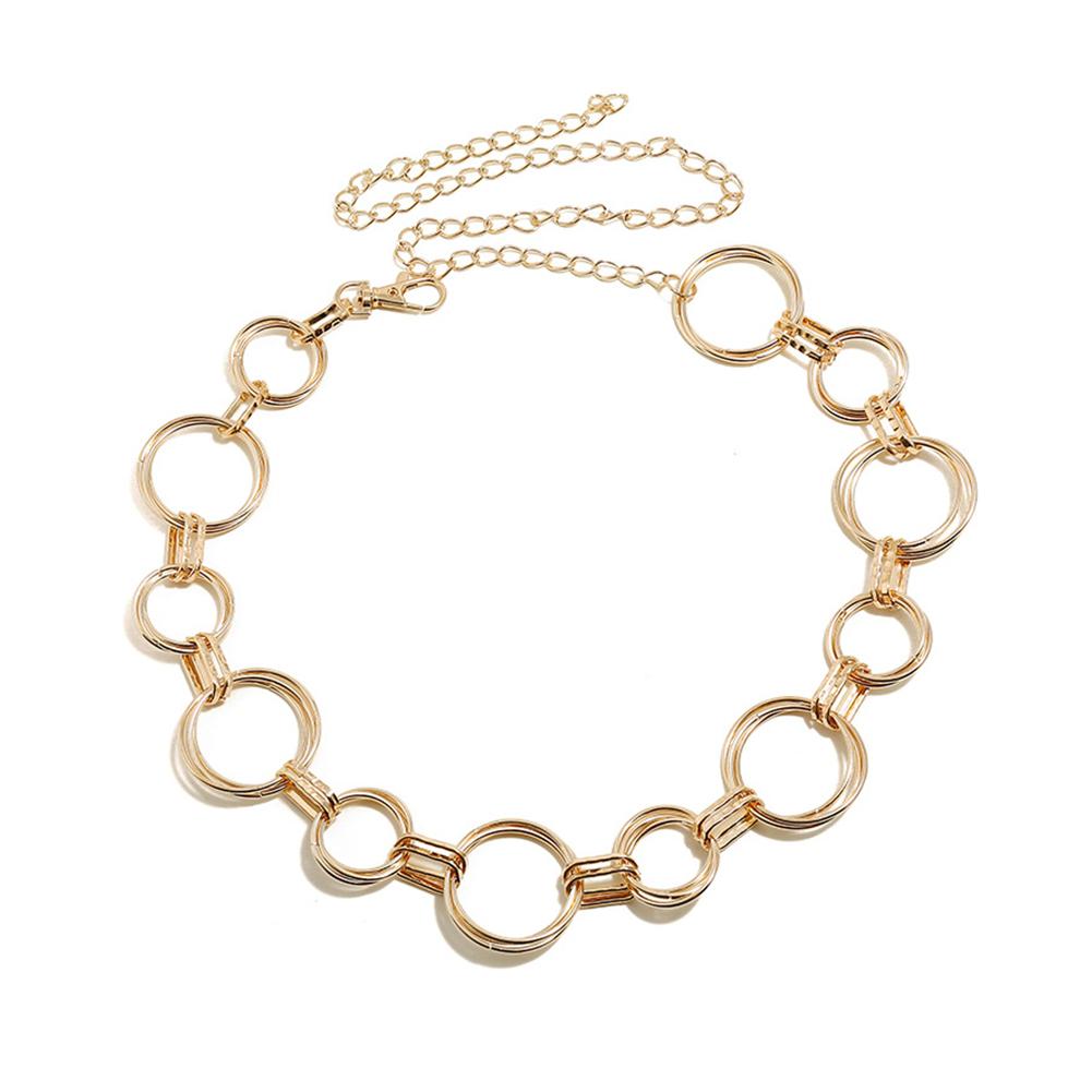 Female Retro Waist Chain Round Circle Tassel Alloy Decorative Waist Belt