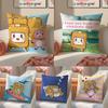 Cartoon LLankyboxesES Cushion Cover Pillowcase Short Plush Invisible Zipper Room Sofa Cushion Cover