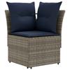 Furniture Set with Cushions 6 Pcs Grey and Navy Blue PE Rattan