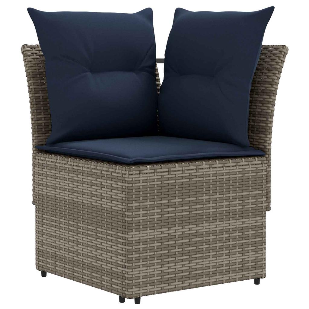 Furniture Set with Cushions 6 Pcs Grey and Navy Blue PE Rattan