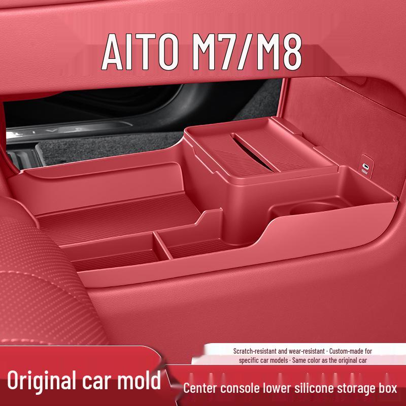 AITO New M7 M8 Center Console Storage Box Organizer Silicone Mat - Car Interior Upgrade.