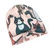 Kitty Pattern, Boho Color Vibe Daily Style Knit Hat for Adults, Perfect for Weekend Errands, Quick Meetups, Or Everyday City Wear with a Touch of